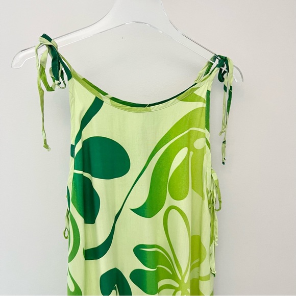 Green Hawaiian Tie Tank Ruffle Mini Dress - Picture 5 of 12